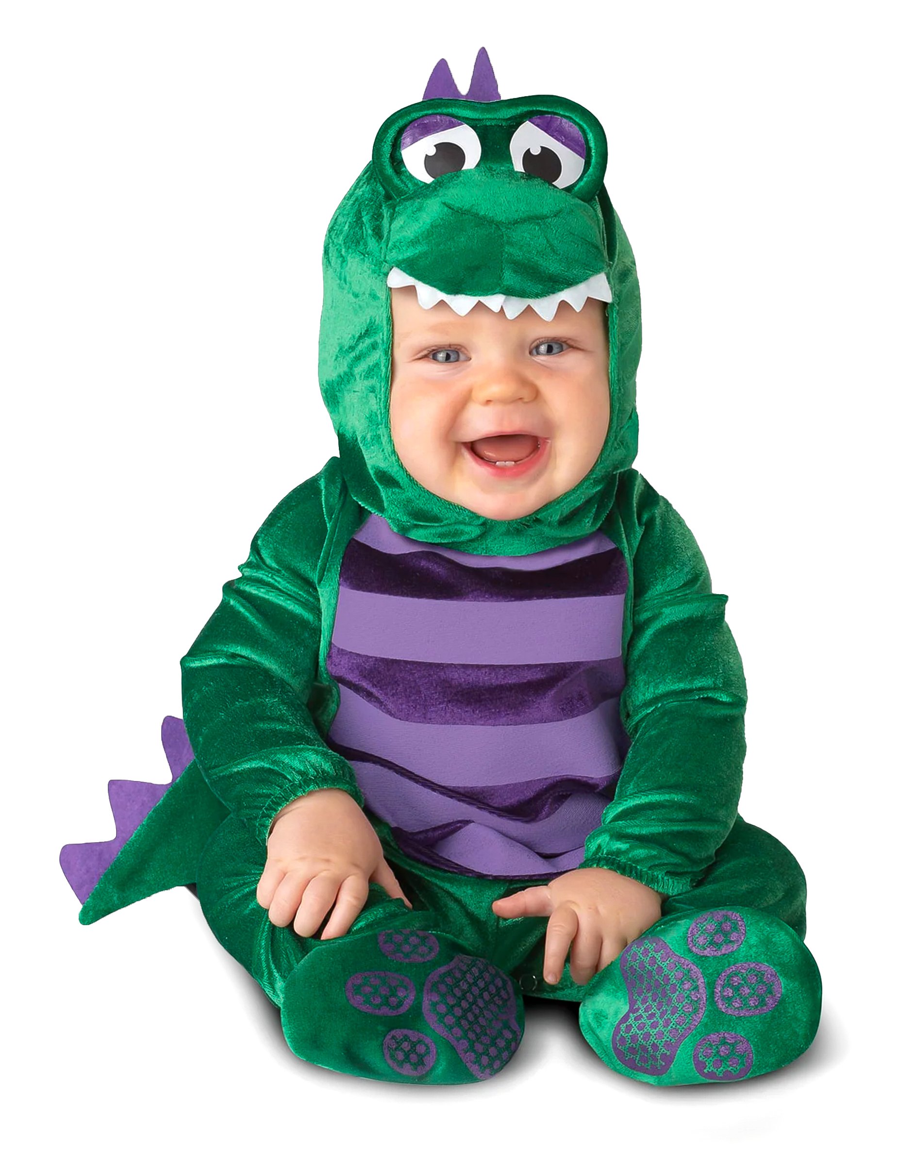 Süßes Dino Kostüm Dinosaurier für Babys grün-lila Süßes Dino Kostüm Dinosaurier für Babys grün-lila von KARNEVAL-MEGASTORE