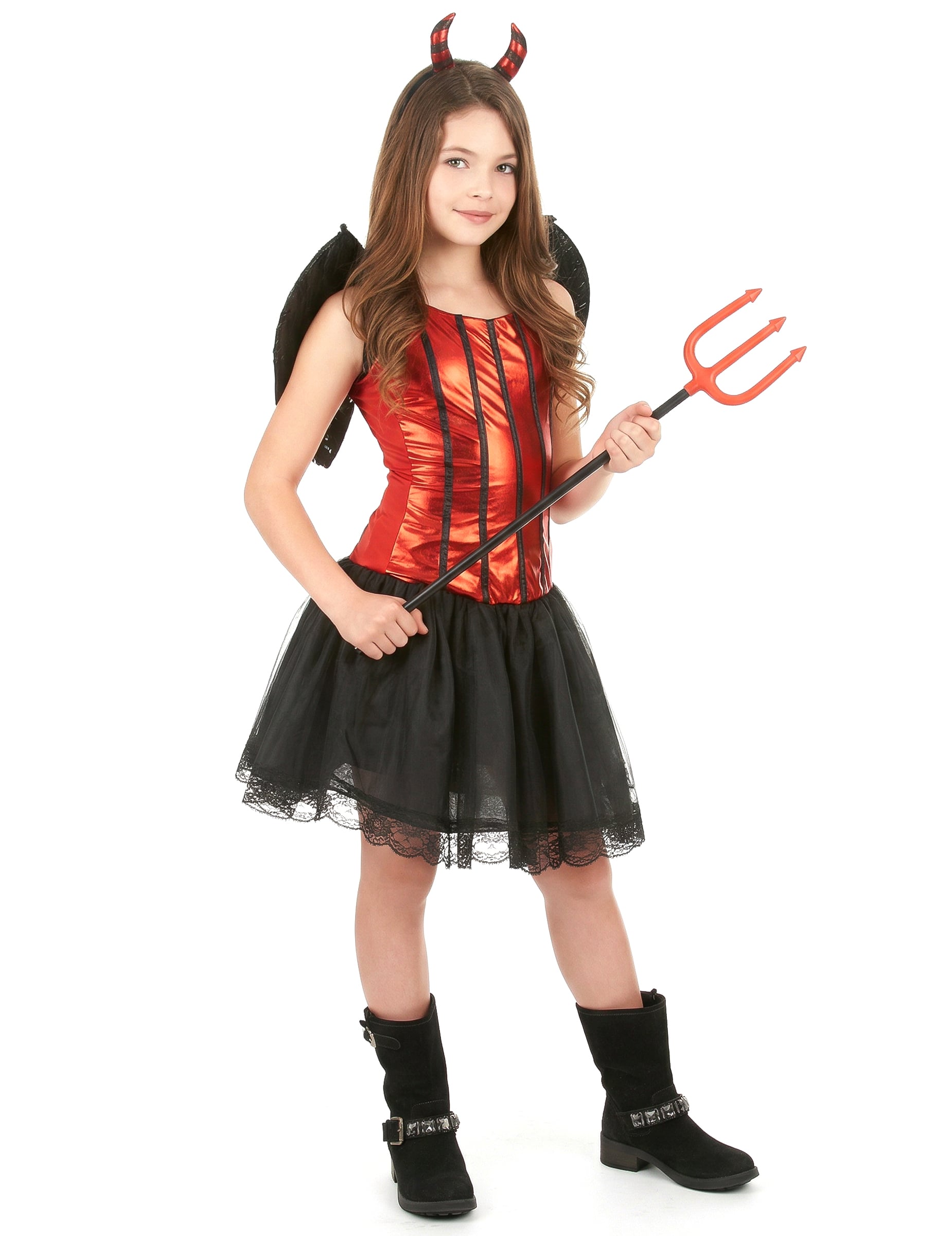 Teufelinnen Halloween Kinder-Kostüm rot-schwarz Teufelinnen Halloween Kinder-Kostüm rot-schwarz von KARNEVAL-MEGASTORE