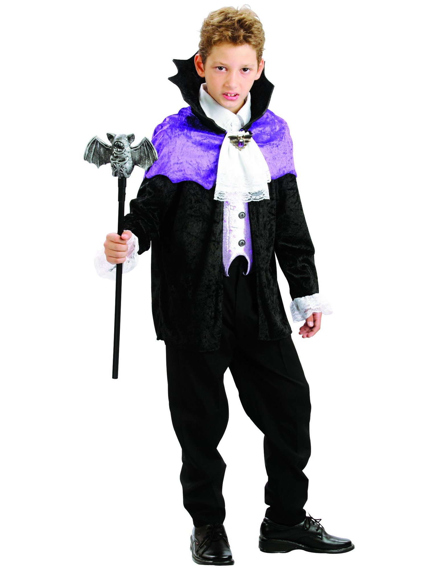 Vampirgraf Kinder-Kostüm lila-weiss-schwarz von KARNEVAL-MEGASTORE