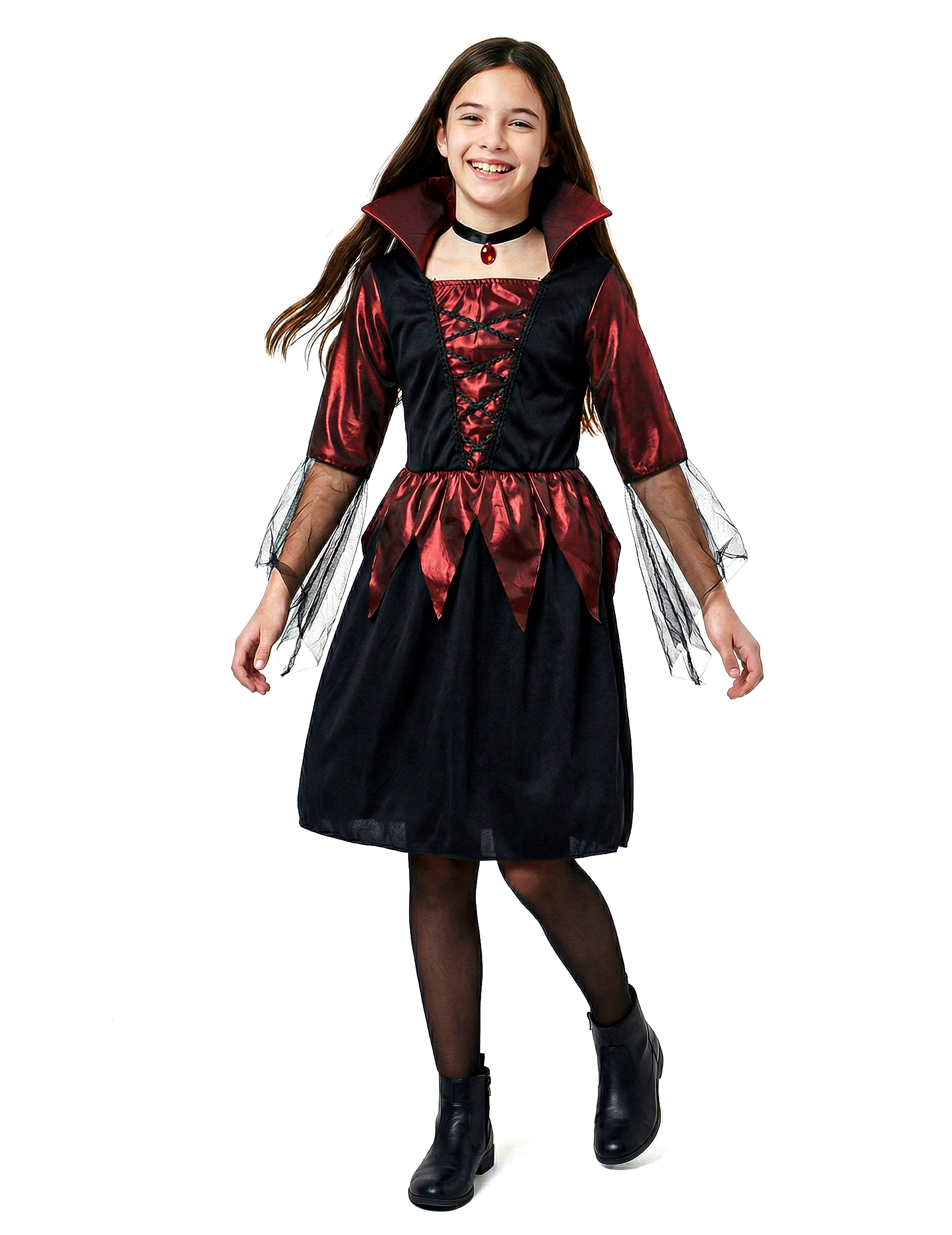 Vampirlady Halloween Kinderkostüm schwarz-rot Vampirlady Halloween Kinderkostüm schwarz-rot von KARNEVAL-MEGASTORE