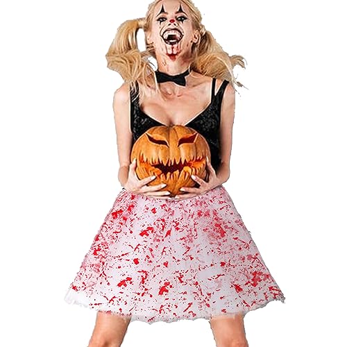 KASESSS Halloween Blutiger Rock, Halloween Tüllrock Damen, Blutiges Halloween Tütü Mädchen, Blutig Tulle Skirt Halloween-Anziehzubehör, Petticoat Unterrock Kurz für Halloween Party, Foto-Requisiten von KASESSS