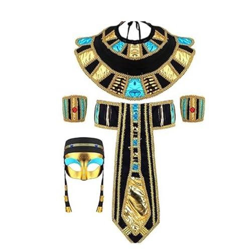 KASFDBMO Ägyptische Kostümzubehör King Tuts Kostüm Kopfbedeckung Armbänder Ägyptischer Kragen Halloween von KASFDBMO
