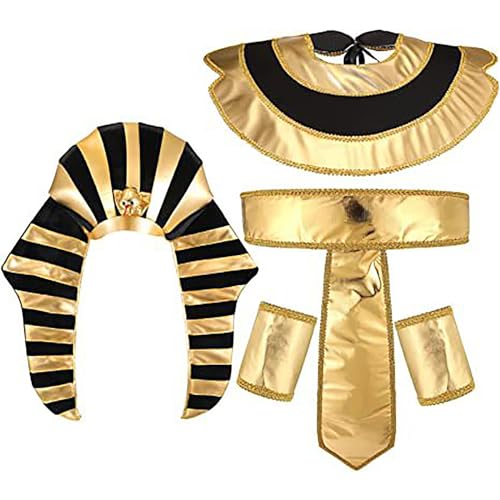 KASFDBMO Ägyptische Kostümzubehör King Tuts Kostüm Kopfbedeckung Armbänder Ägyptischer Kragen Halloween von KASFDBMO