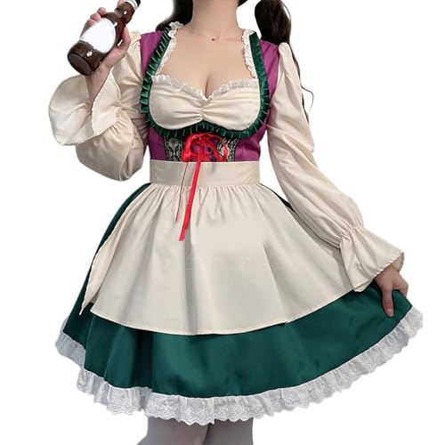 KASFDBMO Dienstmädchen Kleid Dienstmädchen Cosplay Kostüm Dienstmädchen Outfit Mit Langen Ärmeln Kleid Schönes Dienstmädchen Cosplay Kleid Für Halloween Party von KASFDBMO