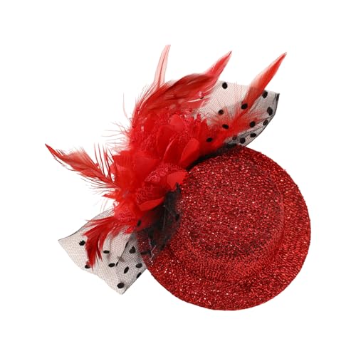 KASFDBMO Feathered Mesh Pailletten Hut Haarspange für Mottoparty Fascinator Hut Clip mit Blume Kostüm Kopfbedeckung Rollenspiel Requisiten von KASFDBMO