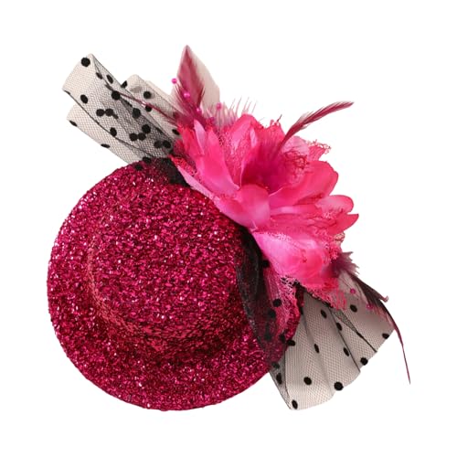 KASFDBMO Feathered Mesh Pailletten Hut Haarspange für Mottoparty Fascinator Hut Clip mit Blume Kostüm Kopfbedeckung Rollenspiel Requisiten von KASFDBMO