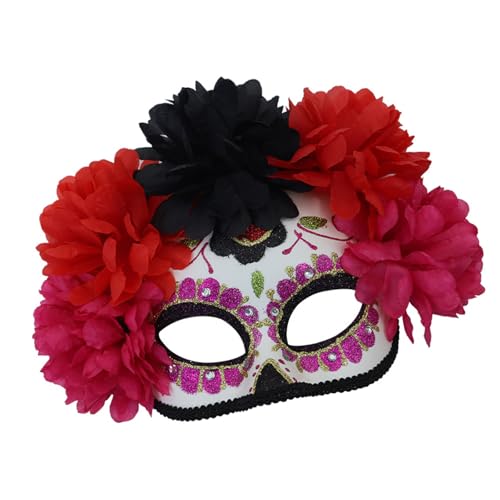 KASFDBMO Frauen Maskeraden Gesichtsmaske Halloween Gruselige Augenmaske Totenkopf Blumen Augenmaske Für Professionelle Röcke Und Outfits von KASFDBMO