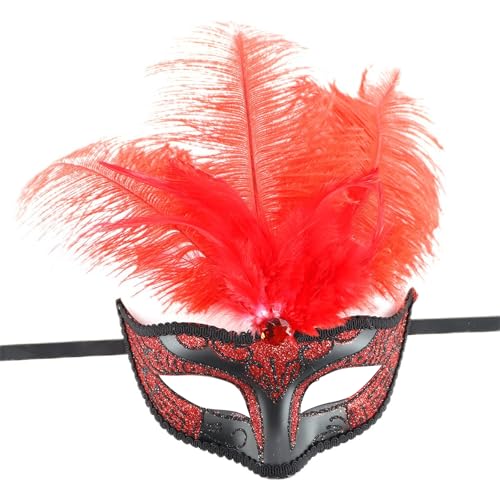 KASFDBMO Gefiederte Maske Maskerade Maske Halbe Gesichtsmaske Gefiederte Cosplay Maske Für Männer Und Frauen Maskerade Halloween Cosplay von KASFDBMO