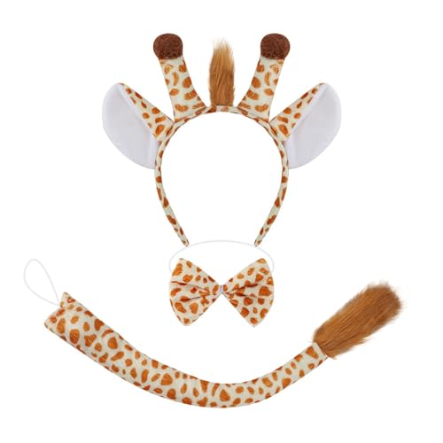 KASFDBMO Giraffen-Kostüm-Set mit Giraffenschwanz, Stirnband, Fliege, Handschuh, Rock, Halloween, Giraffe, Outfit für Kinder, Cosplay von KASFDBMO