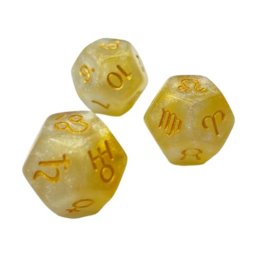 Mystisches 12-seitiges Glitzer-Würfel-Set für Wahrsagungen und Sternführung für spirituelle Übungen, präzise, geformte astrologische Acrylwürfel, 3 Stück Mystisches 12-seitiges Glitzer-Würfel-Set für Wahrsagungen und Sternführung für spirituelle Übungen, präzise, geformte astrologische Acrylwürfel, 3 Stück von KASFDBMO