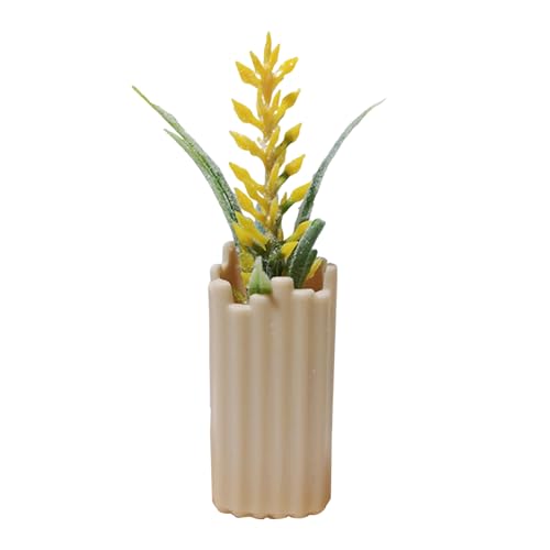 KASNLSAC Miniaturblumenvasen für Puppenhaus -Topf -Accessoires Mini -Vase mit Kunstblumen 1 6 oder 12 Skala Häuser Perfekte Blumendekoration Tischdekoration Gelb von KASNLSAC