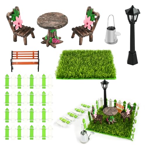 11pcs Miniatur Garten Zubehör,Miniatur Puppenhaus Zubehör Garten,Miniatur Garten Zubehör Set,Mini Wichtel Zubehör,Geeignet zum Dekorieren von Minigärten von KATELUO