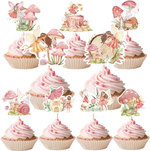 Fee Cupcake Toppers, 36 Stück Feen Geburtstag Tortendekoration, Tortenaufleger Fee, Cupcake Picks Fee, Feen Geburtstag Kuchen Topper, Muffin Deko, Geburtstagsfeier Kuchen Dekoration von KATELUO