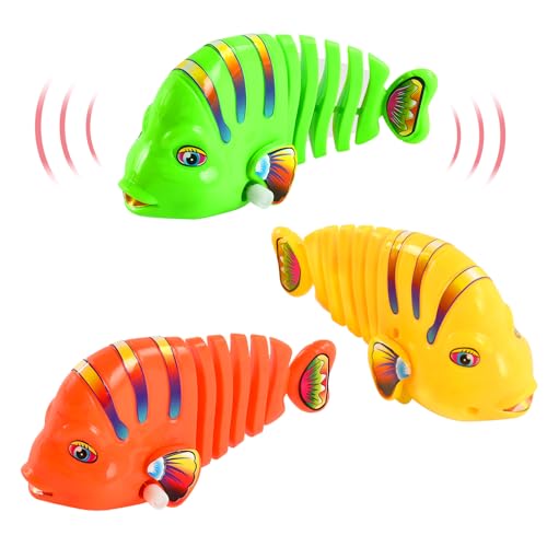 Kinder Schwingenden Fischen, 3 pcs Aufzieh Fischspielzeug, Ostern Uhrwerk Spielzeug, Aufzieh-Badespielzeug, Schwingendes Cartoon-Fischspielzeug, Baby Wasserspielzeug, Spielzeug für Adewanne, von KATELUO