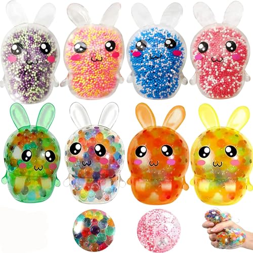 Mochi Squishy Toys 8 Stück Squishy Squeeze Spielzeug, Mini Fidget Toys Squishies Kawaii Mochi, Stressabbau Spielzeug für Kinder Erwachsene, Antistressball Hasen Stressball für Ostern Geschenk von KATELUO