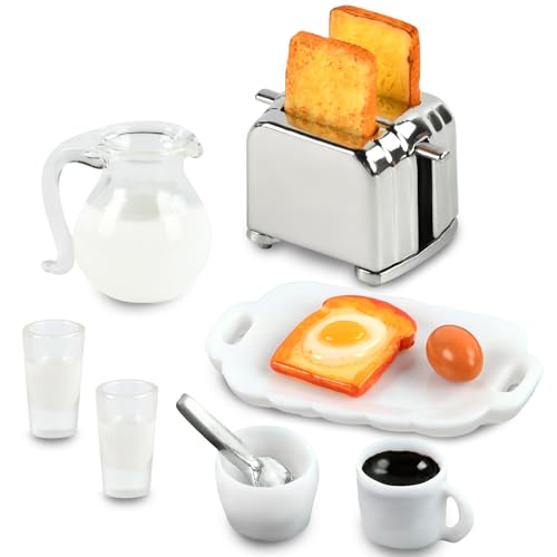 Puppenhaus Lebensmittel Zubehör, Mini Lebensmittel Getränk, Puppenhaus Miniatur Frühstück, Mini Toastmaschine Brot Saft Milch Eier Tassen Teller Löffel Puppenhaus Dekoration Essen Spielzeug Puppenhaus Lebensmittel Zubehör, Mini Lebensmittel Getränk, Puppenhaus Miniatur Frühstück, Mini Toastmaschine Brot Saft Milch Eier Tassen Teller Löffel Puppenhaus Dekoration Essen Spielzeug von KATELUO