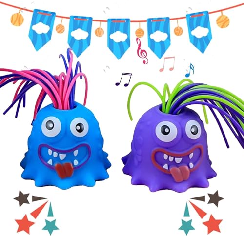 Schreien Monsterspielzeug, 2 Haarziehendes Zappelspielzeug, Entlüftungsspielzeug, Lustige Sensorische Spielzeuge, Blau und Lila Hair Pulling Toy, Stressabbau Spielzeug für Kinder und Erwachsene von KATELUO