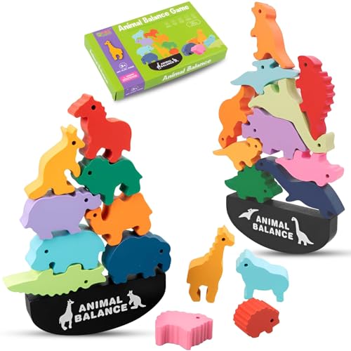 KATLKIU Tetra Tower Gleichgewichtsspiel, Montessori-Spiel für Kinder und Erwachsene, Spiele in der Gesellschaftsbox, Geschenke für 3+ Jahre, Ideal für (Dinosaurier Style 10 Stück) von KATLKIU