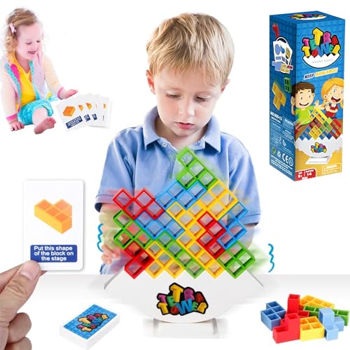 KATLKIU Tetra Tower Tetris Pädagogisches Gleichgewichtsspiel - 64 Stück oder 48 Stück, Montessori-Spiel für Kinder und Erwachsene, Spiele in der Gesellschaftsbox, Geschenke für 3+ Jahre, ideal für von KATLKIU