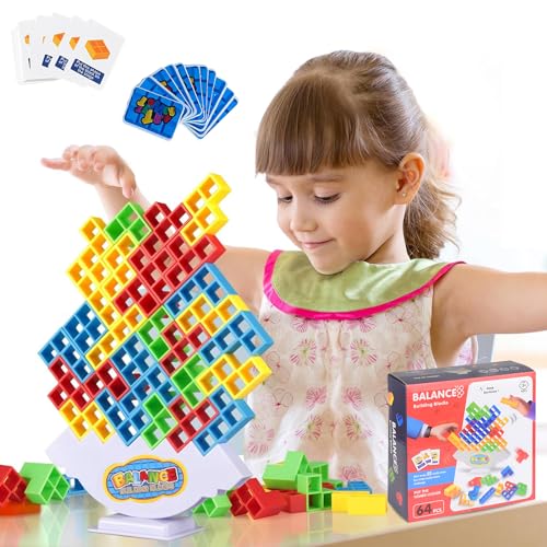 KATLKIU Tetra Tower Tetris Pädagogisches Gleichgewichtsspiel - 64 Stück oder 48 Stück, Montessori-Spiel für Kinder und Erwachsene, Spiele in der Gesellschaftsbox, Geschenke für 3+ Jahre, ideal für von KATLKIU