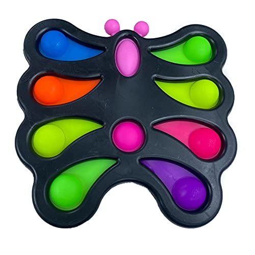 KAV Simple Dimple Butterfly 10 Pop Bubble Popper Push Pop Pop Pop Fidget Spielzeug für Kinder und Erwachsene, Autismus spezielle Bedürfnisse – Stress und Angstlinderung (Schmetterling-Schwarz) von KAV