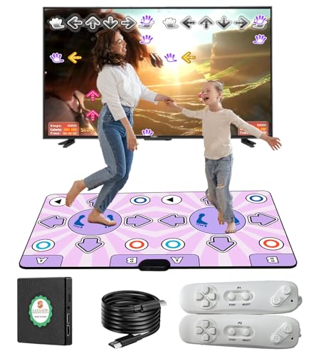 KAXIMON Doppeltanzmatte für Erwachsene und Kinder, rutschfeste Tanzmatte für Fernseher mit kabellosem HDMI-Controller, Kinder-Tanzmatte, Geschenk für Mädchen und Jungen im Alter von 3–12 Jahren, Plug von KAXIMON