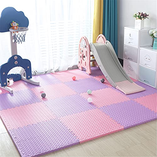 11,81 x 11,81 x 0,98 Zoll mehrfarbige Bodenschaummatte, weiche PE-Schaum-Puzzle-Spielmatten für Spielzeug, rutschfeste und wasserdichte Matte zum Schutz des Bodens, Pink + Lila, 24 von KAYEF