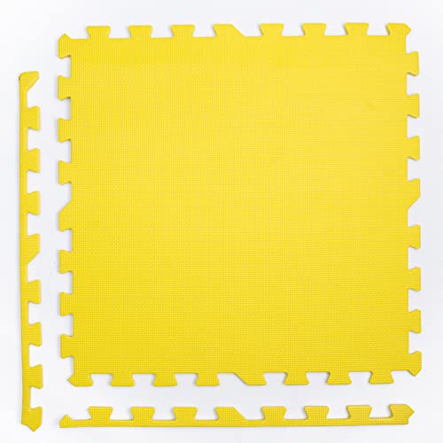 16 Stück Schaumstoff-Spielmatten, 60 x 60 cm, große, mehrfarbige Schaumstoffmatten, Puzzle-Übungsmatten für den Boden, Schall- und Geräuschreduzierung (Größe: 60 x 60 x 1 cm, Farbe: Gelb) von KAYEF