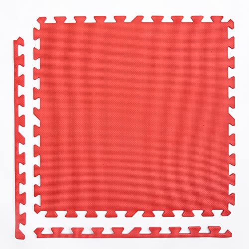 16 Stück Schaumstoff-Spielmatten, 60 x 60 cm, große, mehrfarbige Schaumstoffmatten, Puzzle-Übungsmatten für den Boden, Schall- und Geräuschreduzierung (Größe: 60 x 60 x 2 cm, Farbe: Rot) von KAYEF