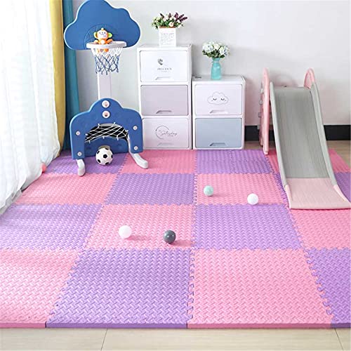 30 x 30 x 2,5 cm Eva-Schaumstoff-Bodenmatten für Kinder, Yogamatten, Spielmatten, Puzzle-Teppich-Schaumstoff-Kinder, mehrfarbige Spielmatten für Raumdekoration, rosa + lila, 24 Stück von KAYEF