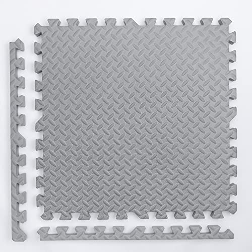 50 Stück ineinandergreifende Puzzle-Schaumstoff-Bodenmatten, Eva-Schaumstoffmatte für Heimtraining und Unterhaltung, weiche Spielmatte für Spielübungen (Größe: 60 x 60 cm, Farbe: Grau) von KAYEF