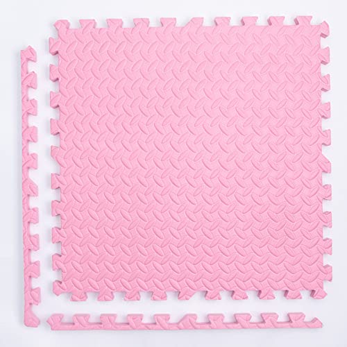 50 Stück ineinandergreifende Puzzle-Schaumstoff-Bodenmatten, Eva-Schaumstoffmatte für Heimtraining und Unterhaltung, weiche Spielmatte für Spielübungen (Größe: 60 x 60 cm, Farbe: Rosa) von KAYEF