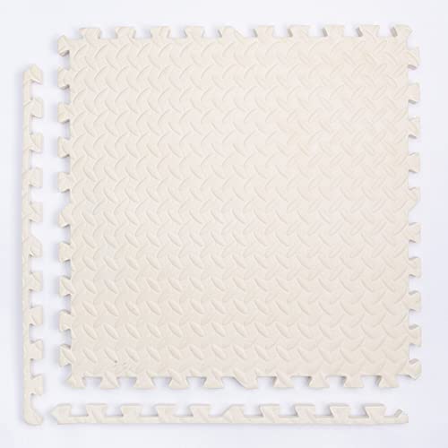 50 Stück ineinandergreifende Puzzle-Schaumstoff-Bodenmatten, Eva-Schaumstoffmatte für Heimtraining und Unterhaltung, weiche Spielmatte für Spielübungen (Größe: 60 x 60 cm, Farbe: Weiß) von KAYEF