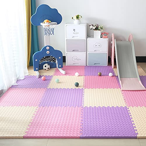 6 Stück, 8 Stück, 9 Stück Puzzle-Spielmatte mit Rändern, ineinandergreifende Spielmattenfliesen, 24"X24"X0,8 große Schaumstoff-Spielmatten für Kinder, Gymnastikmatten, Krabbelmatte für die von KAYEF