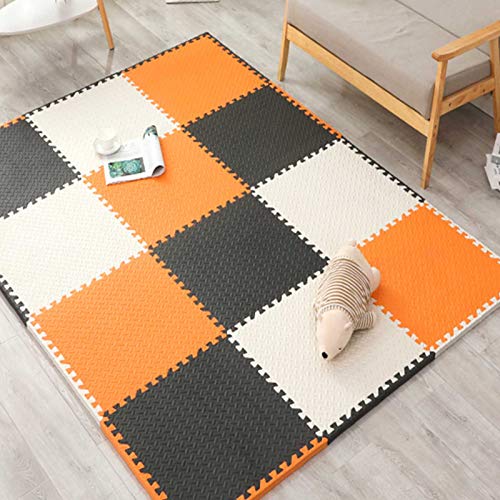 Eva-Bodenmatte, extra große Krabbel-Spielmatte, Bodenschutz, für Übungs-Yoga-Spielzimmer – perfekte Heimdekoration, orange + braun + weiß, 16 von KAYEF