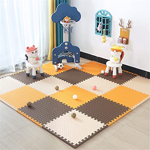 Eva-Schaum-Spielmatte mit Rändern, 2 cm, extra dick, Mehrfarbig, ineinandergreifende Spiel-Puzzlematten für Wohnzimmer, Garten, Yoga-Übungen – perfekte Heimdekoration, Beige + Braun + Orange von KAYEF