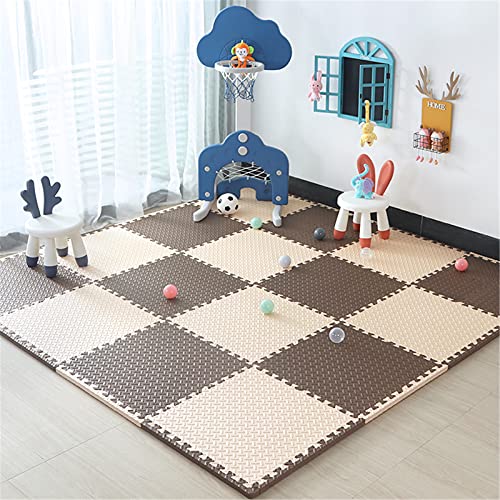 Eva-Schaum-Spielmatte mit Rändern, 2 cm, extra dick, Mehrfarbig, ineinandergreifende Spiel-Puzzlematten für Wohnzimmer, Garten, Yoga-Übungen – perfekte Heimdekoration, Braun + Beige, 9 von KAYEF