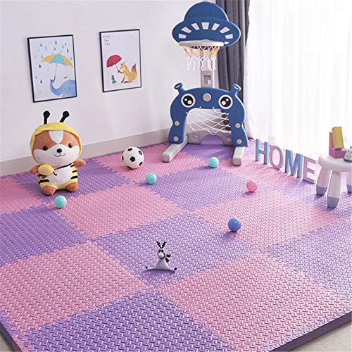 Krabbelmatte für Kleinkinder, ineinandergreifende Schaumstoff-Spielmatte, geeignet für Spielbereich, Wohnzimmer, Schlafzimmer, Fitnessstudio – perfekte Heimdekoration, lila + rosa, 16 von KAYEF