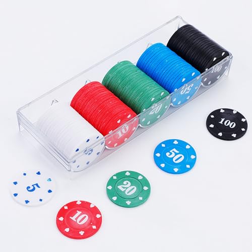 KAYSENSUK 100 Stück Casino Pokerchips, Spielchips Wertmarken Karten Chips Box Pfandmarken Roulette Spiel Bingo Chips mit Wert Blackjack Set für Counting Marker Poker Chips Roulette Casino Pokerset von KAYSENSUK