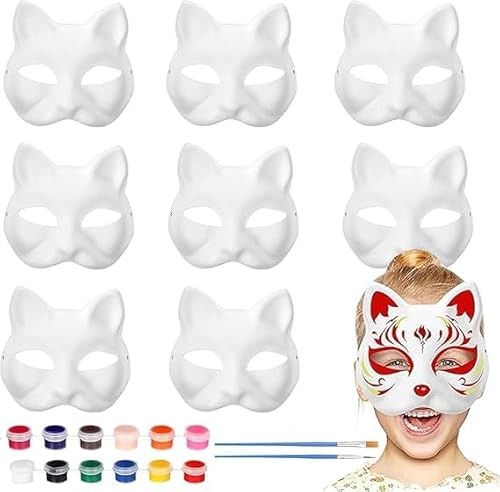 KBIBCK 10 Stück Katzenmaske, Therian Mask, Personalisierte Zellstoff Handbemalte Cat Maske, Masken zum Bemalen Kinder, Katzenmasken zum Anmalen, Verwendet für Rollenspiele, Kostümpartys, Kostümpartys von KBIBCK