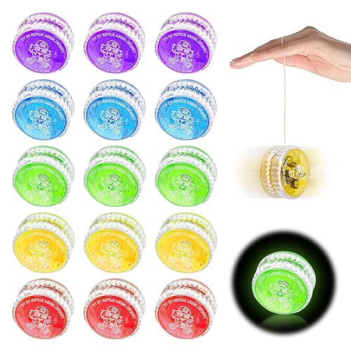 KBIBCK 15 Stück LED Licht Jo-Jo, JoJo Spielzeug, Kunststoff Responsive Yoyo, Beleuchten JoJo Kinder für Geburtstag Party Gastgeschenk Mitgebsel von KBIBCK