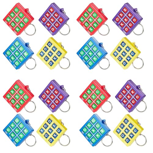 KBIBCK 16 Stück Tic Tac Toe Spiel Schlüsselanhänger, Spiel Schlüsselanhänger, Tic Tac Toe Schlüsselanhänger für Kinder für Mini Rucksack Clip Geburtstag Party Geschenk, Unterschiedliche Farben von KBIBCK