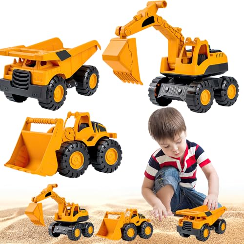 KBIBCK 3 Stück Baufahrzeuge Spielzeug, Sandspielzeug Bagger Sandkasten, Bagger, Pädagogischer Bagger, Kinder Baustellenfahrzeuge, Bagger Spielzeug Traktor Bulldozer Diecast Vehicle Für Jungen, Kinder von KBIBCK