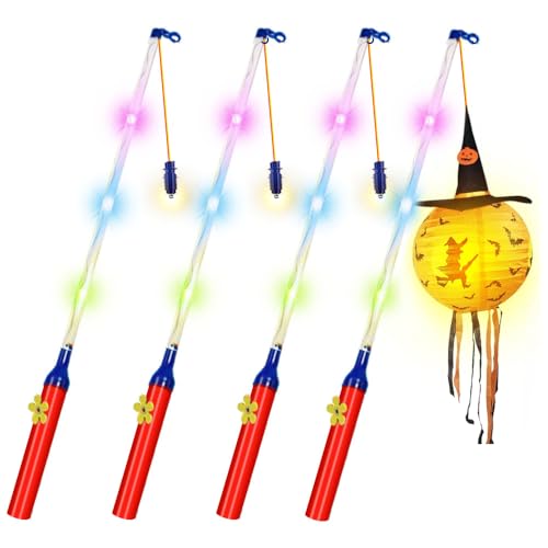 KBIBCK 4 Stück LED Laternenstab, Laternenstab, 50 cm Elektronischer Laternenstab, LED Elektronischer Laternenstab Kinder, Laternenstock LED für St Martin, Halloween, Kinderpartys, Kostümpartys von KBIBCK