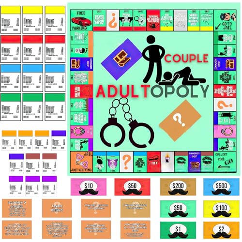 KBIBCK Adultopoly Board Game, Couple Adult Opoly Board Game, Couple Game Card Board Game Props, Gesprächskarten für Paare, Paarspiele für Erwachsene, Brettspiel-Requisiten zum Aufheizen der Gefühle von KBIBCK