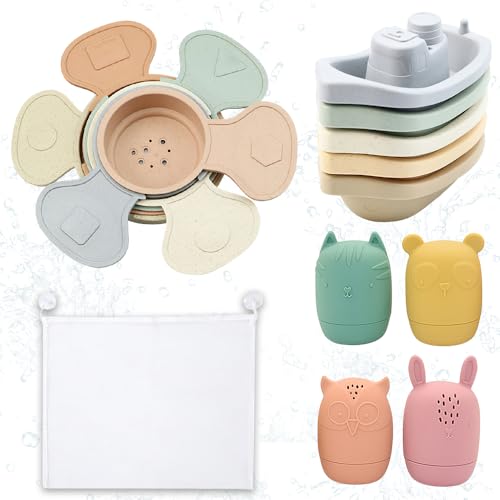 KBIBCK Badewannenspielzeug, 16 Stück Badespielzeug Baby, Baby Silikon Badetiere, Silikon Wasserspielzeug Kinder mit Spritztiere, Boote, Badelöffeln, Aufbewahrungstasche Geschenke für Kinder ab 3 Jahre KBIBCK Badewannenspielzeug, 16 Stück Badespielzeug Baby, Baby Silikon Badetiere, Silikon Wasserspielzeug Kinder mit Spritztiere, Boote, Badelöffeln, Aufbewahrungstasche Geschenke für Kinder ab 3 Jahre von KBIBCK