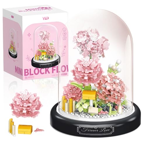 KBIBCK Blumen Bausteine Set Set, 588 Pieces Bienenblumen Mini Building Block Set, Blumen Insekten Bausteine,Mikro-Blumen-Bausteine ​​mit staubdichter Kuppel (B) von KBIBCK