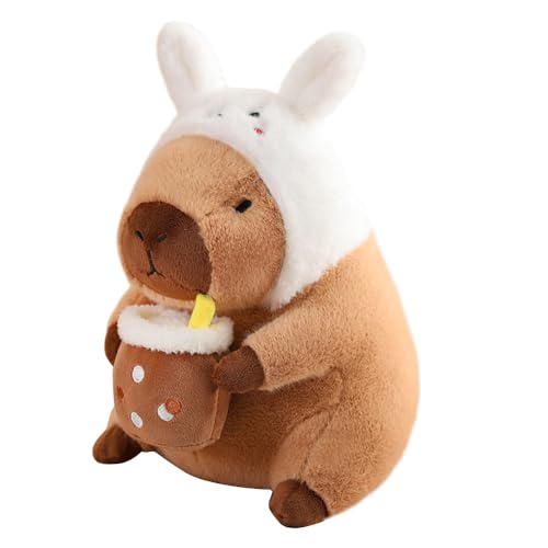 KBIBCK Capybara Plüschtier, 30cm Capybara Kuscheltier mit Hasenmütze, Niedlichen Capybara Plushies Geschenk für Ostern Home Deko Kinder (Hase) von KBIBCK