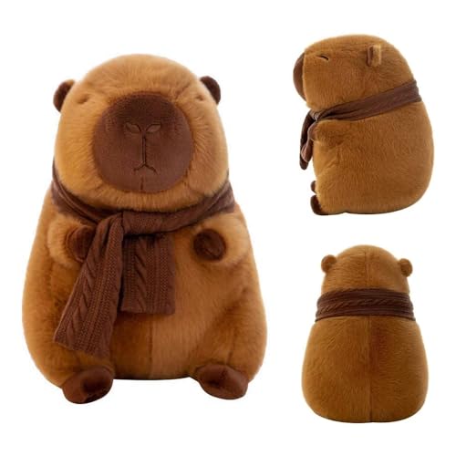 KBIBCK Capybara Plüschtier, 32 cm Capybara Kuscheltier, Niedlichen Capybara Plushies, Cartoon Capybara Kuscheltier mit Schal, Plüschtier Wasserschwein Kuscheltier Stofftier Plüschtier für Kinder von KBIBCK