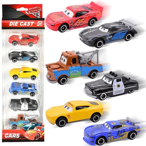 KBIBCK Cars Spielzeug, 6 Stück Mc- Queen Zurückziehen Mini Spielzeugautos, Kinder Metall Mini Die Cast Modellauto, Kleine Fahrzeuge Car Toys für Kinder ab 3 Jahren von KBIBCK